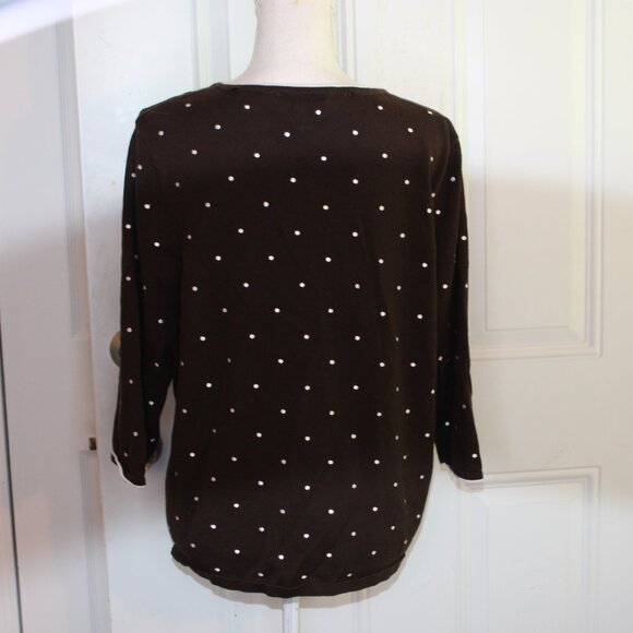 CJ Banks by Christopher Banks Brown and White Polka Dot Sweater Size 1X - Picture 3 of 6